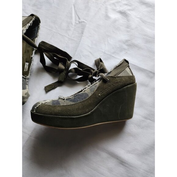 Volatile Women's Green Camo Ankle Tie Wrap Slip-On Platform Wedge Heel Size 8 - Picture 10 of 10